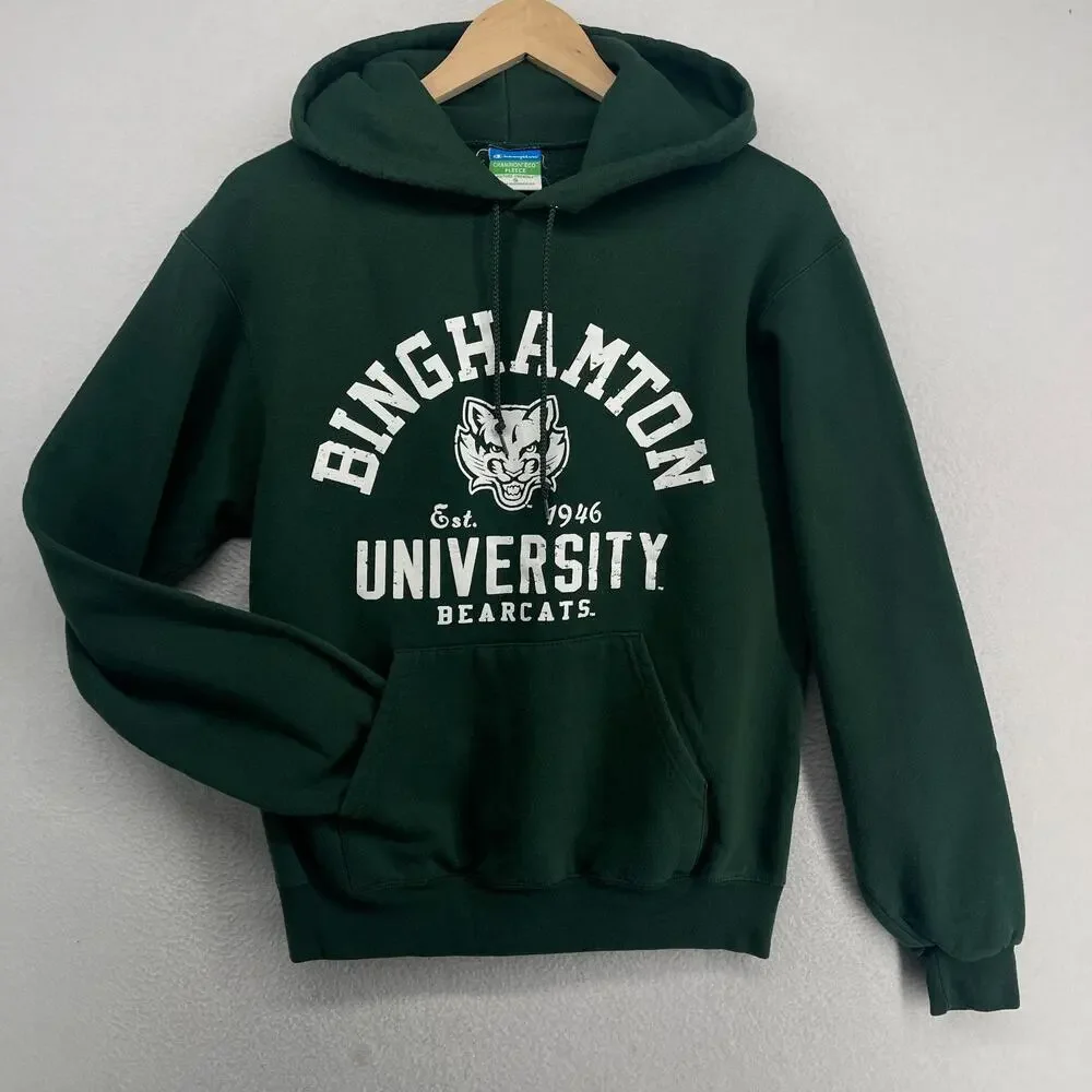 BINGHAMTON UNIVERSITY Hoodie Adult S CHAMPION BU Bearcats NY Sweatshirt Green